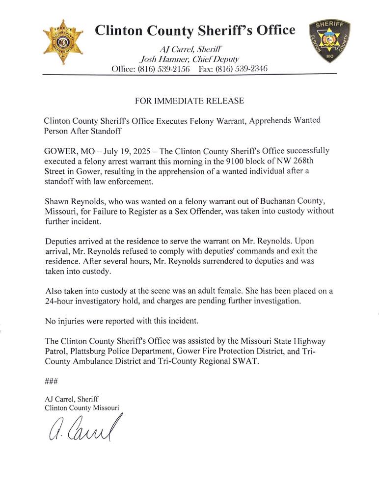 Press Release about standoff