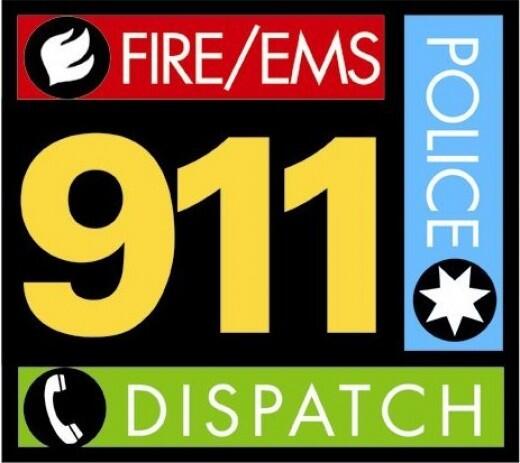 911 Logo with Police, Fire, and EMS